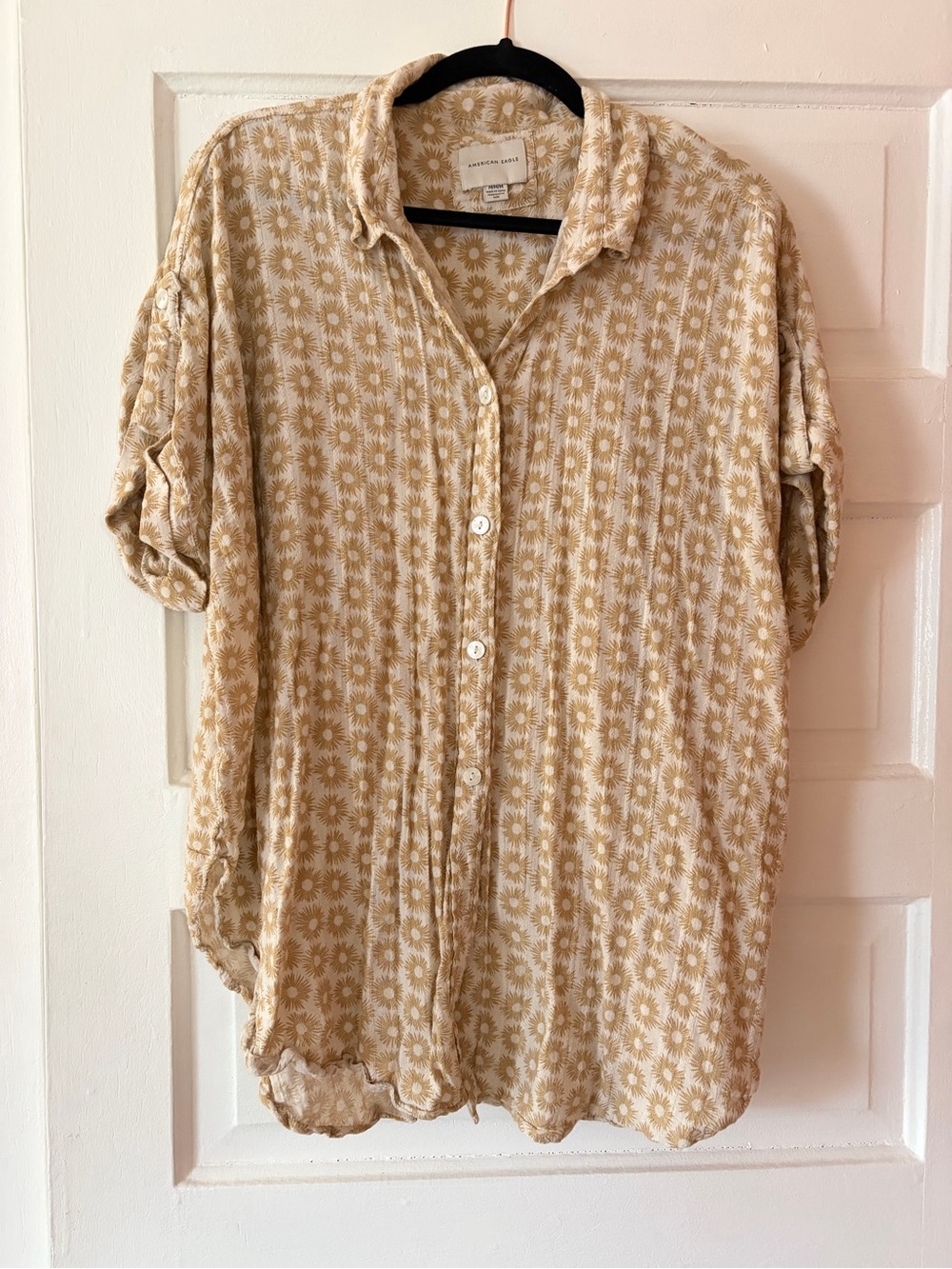 American Eagle Oversized Floral Button-Down Shirt